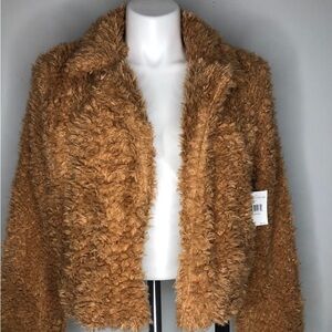 Cozy Faux Shearling Jacket - Camel Brown
